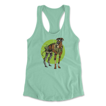 Cyber Greyhound Dog Womens Racerback Tank in Mint color